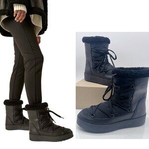 La Canadienne Emery Shearling Lined Waterproof Platform Boots Black EU 40 US 9